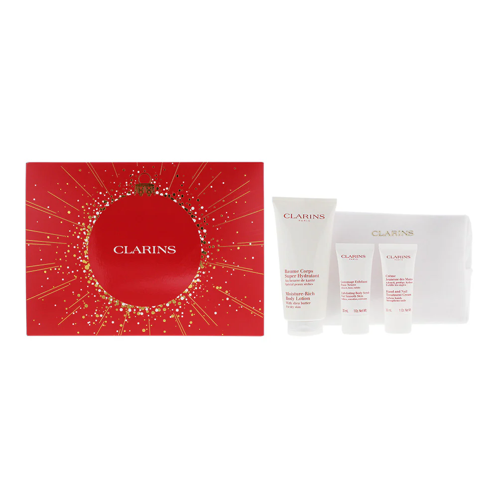 Clarins 3 Piece Gift Set: Body Lotion 200ml - Body Scrub 30ml - Hand & Nail Crea