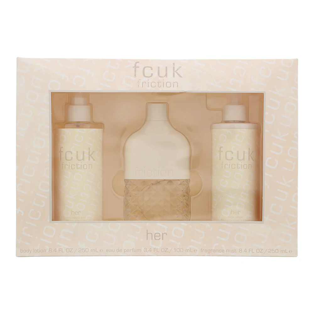 FCUK Friction Her 3 Piece Gift Set: Eau de Parfum 100ml - Body Lotion 250ml - Fr